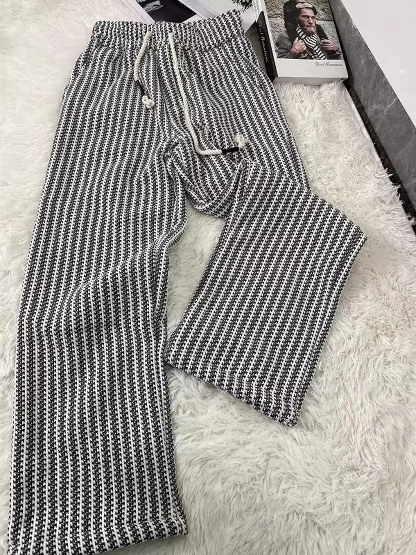 

Cleanfit Men's Slim Straight Leg Pants Fibone Pattern American Sle Heavyweight Sweatpants Casual Trousers for Spring Autumn