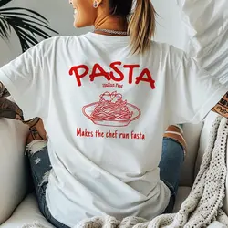 Pasta Makes the chef run fasta - T-shirt Unisex Heavy Cotton Tee gift