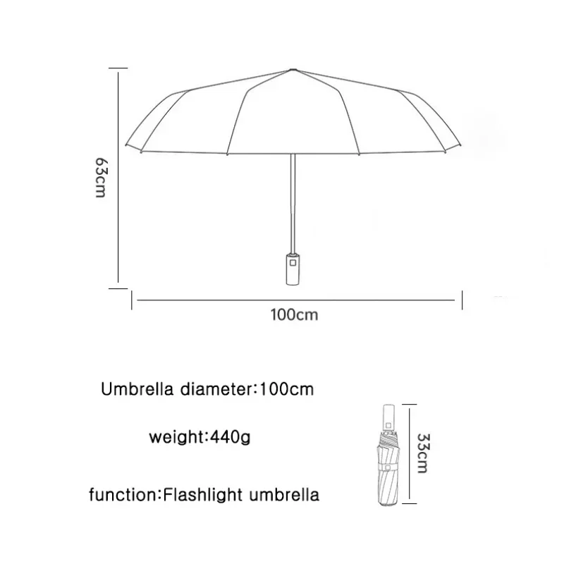 Parasol latarki Obrotowy automatyczny składany parasol LED Trwały parasol przeciwsłoneczny Mężczyźni i kobiety Deszcz i połysk