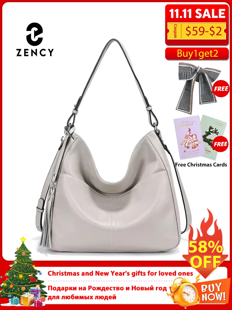 

Zency Taro розовая, бежевая женская сумка из 100% натуральной кожи, мягкая бродяга через плечо, элегантная дизайнерская сумка с кисточками под мышками 2025