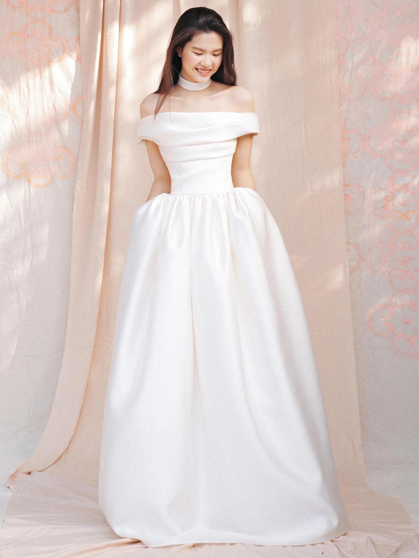 

Light Satin Wedding Dr One oulder Simple Sle for Engagement And Bridal oming Ceremony Ele Long Dr for Women