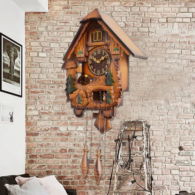 Creative European Cuckoo Clock Large Vintage Pendulum Living Room Personality Wall Clock Home Reloj Pared Office Decor Accessory