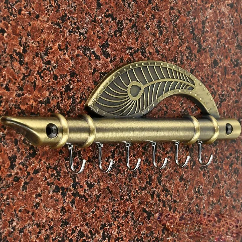 

Zinc Alloy Hook Fashionable Home Peacock Tail Decorative Key Holder 18.5x6cm