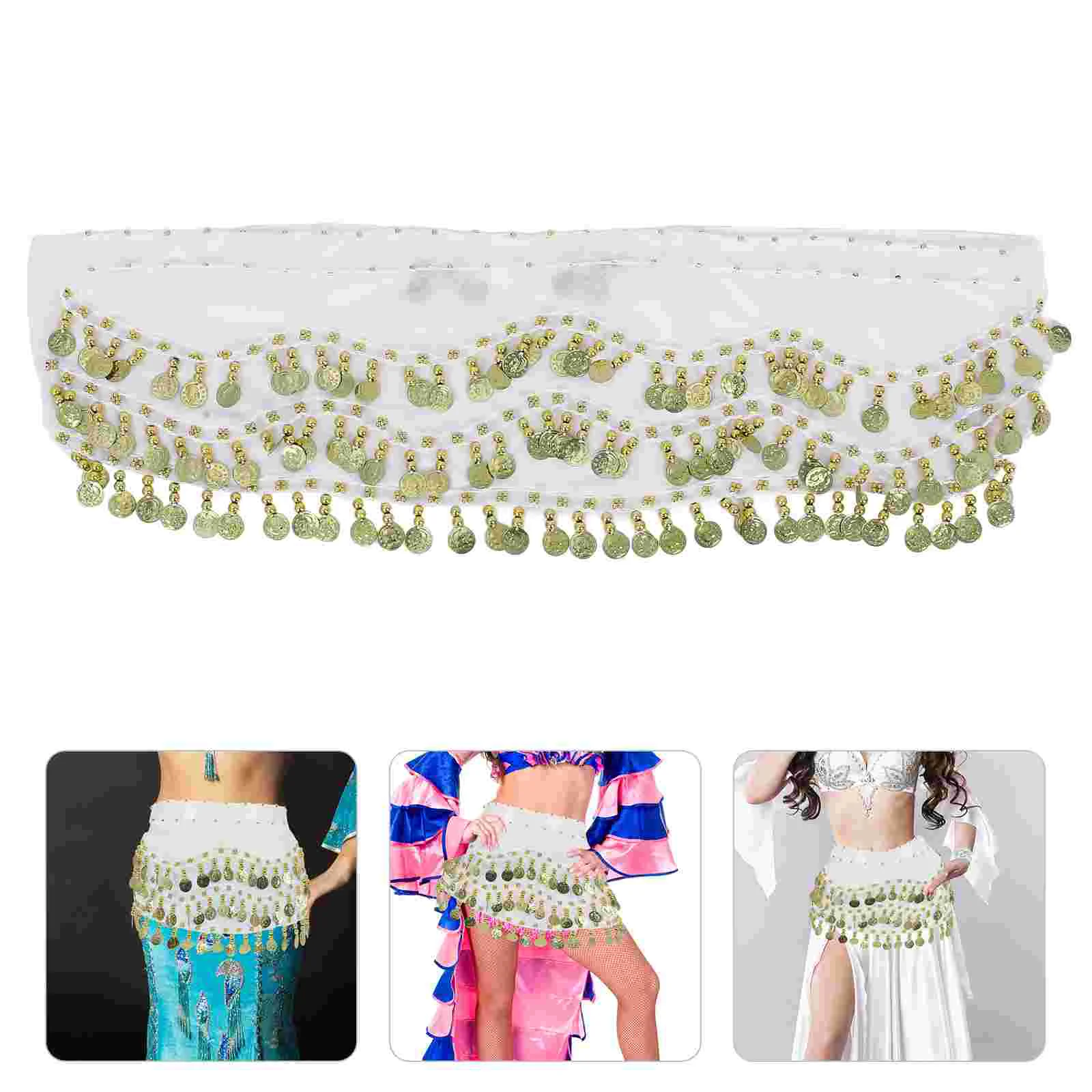 

Hip Scarf for Dancing Belly Dancer Jewelry Sky Blue Coins Accessories Women Parties