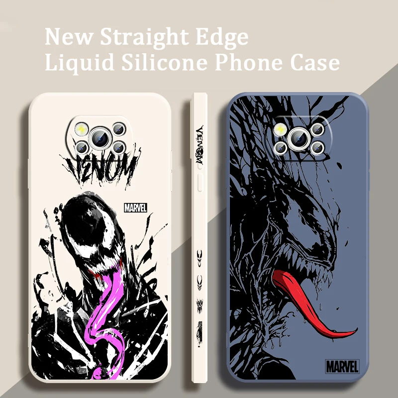 

Marvel Venom Anime Cool Liquid Left Rope For Xiaomi Mi Poco X6 X5 X4 X3 M6 M5 M5S M4 M3 F5 F4 F3 Pro 5G Cover Phone Case