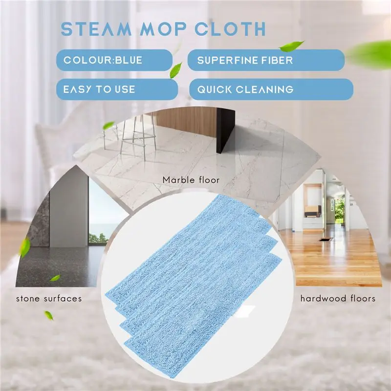 AEE4-4 Pcs Washable Reusable Microfibre Mop Cloths For Polti Moppy Steam Engine Household Cleaning Accessories