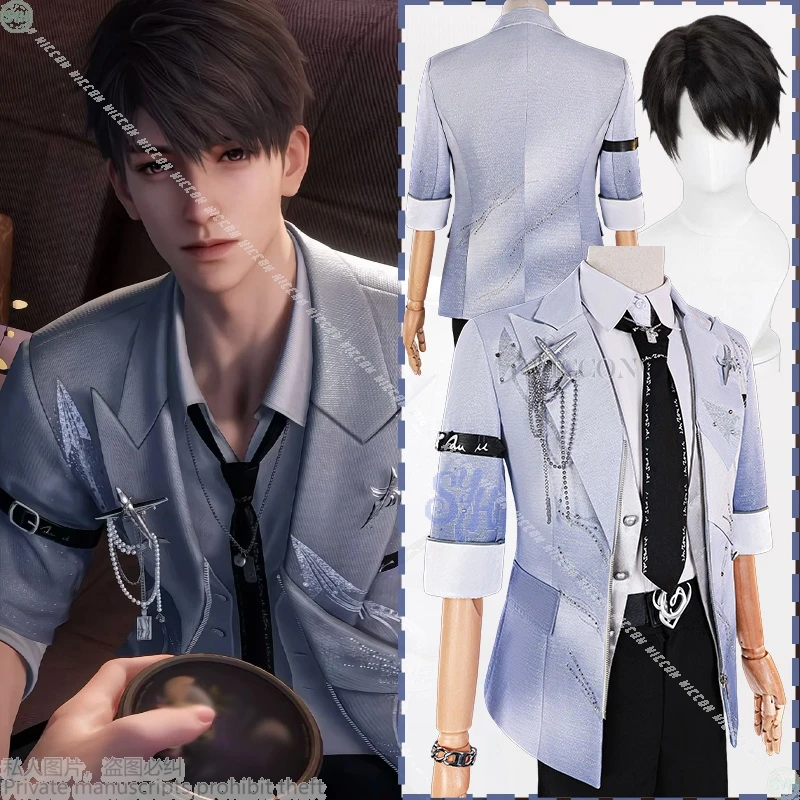 

Caleb Xiayizhou Cosplay Game Love And Deepspace Anime Costume Birthday New Uniform Elegant Handsome Coat Wig Halloween Party Cos