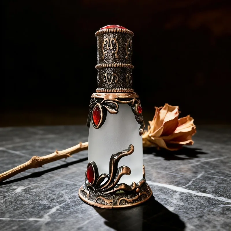 5pcs Dubai retro essential oil bottle glass perfume travel 15ml sub-packaging dropper high-end cosmetics essence empty bottle