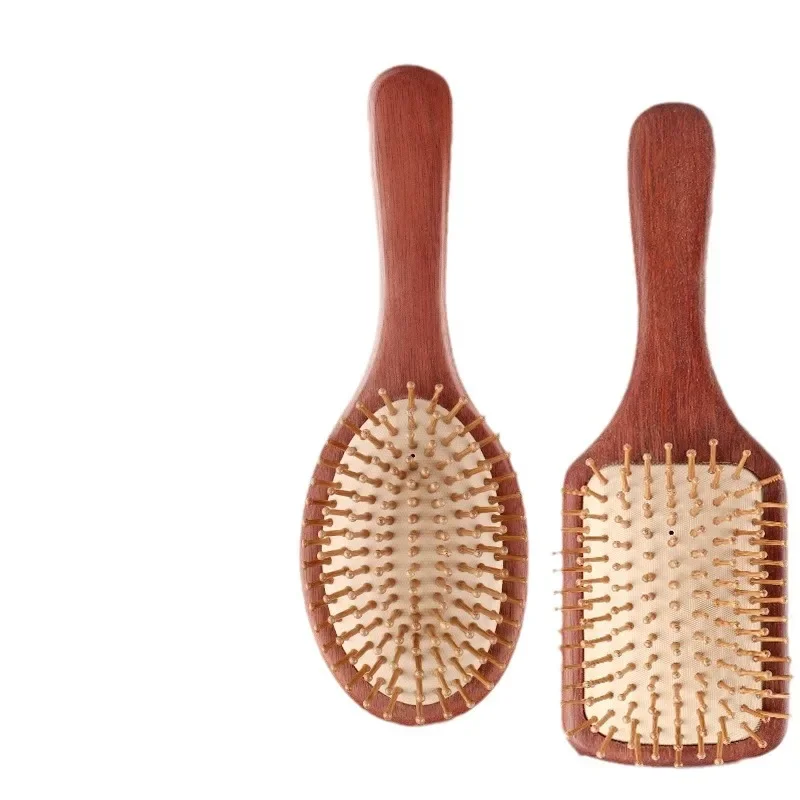 Haarborstel Rood Sandelhout Luchtkussen Kam Massage De Hoofdhuid Borstels Расческа Для Волос Houten Huishoudelijke Pluizige Airbag Kammen