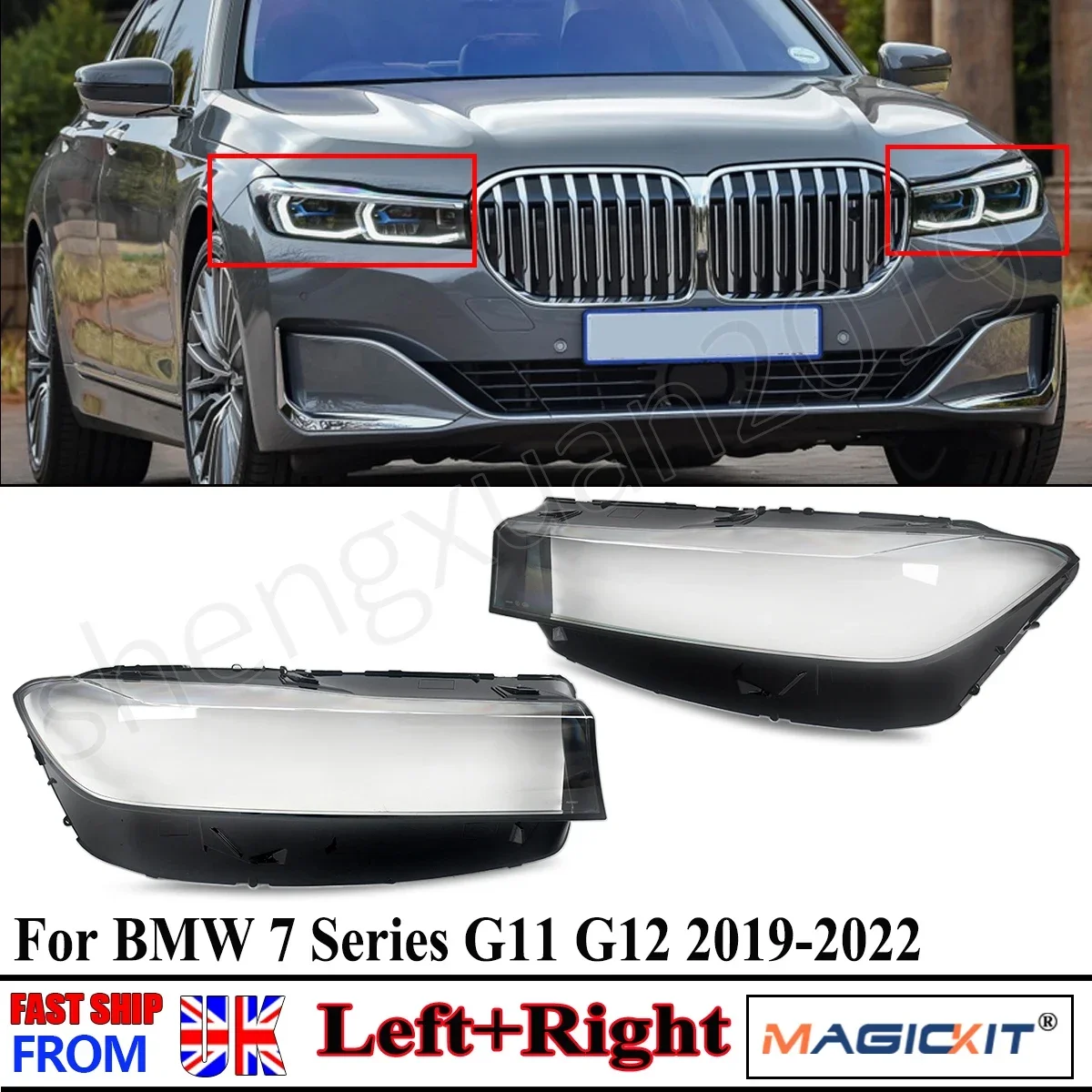 For 2019-2022 BMW 7-Series G12 Auto Front Headlight Cover Lens Transparent Glass Headlamps Lampshade Lamp Shell Masks