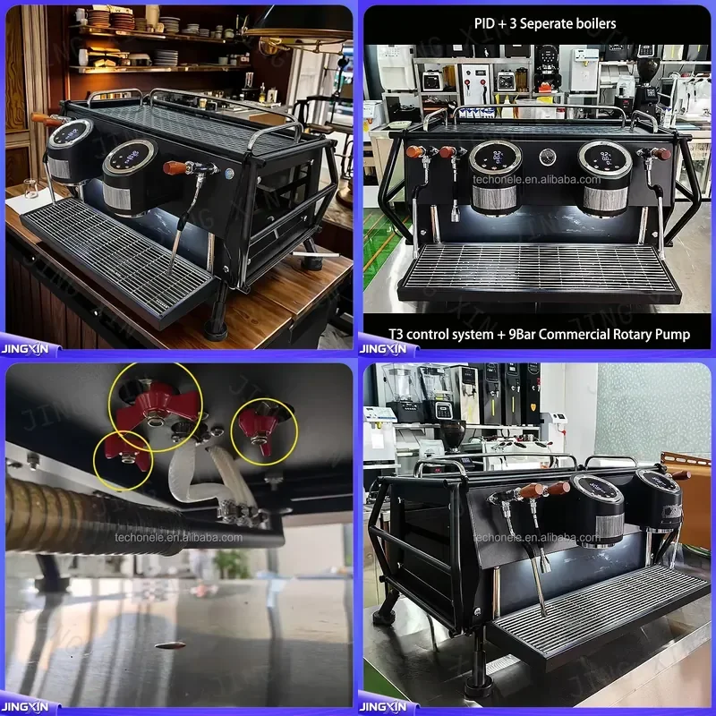 custom for Commercial Double Head Stainless Steel Espresso Coffee Maker Automatic Italian Machine For Hotels Cars RVs