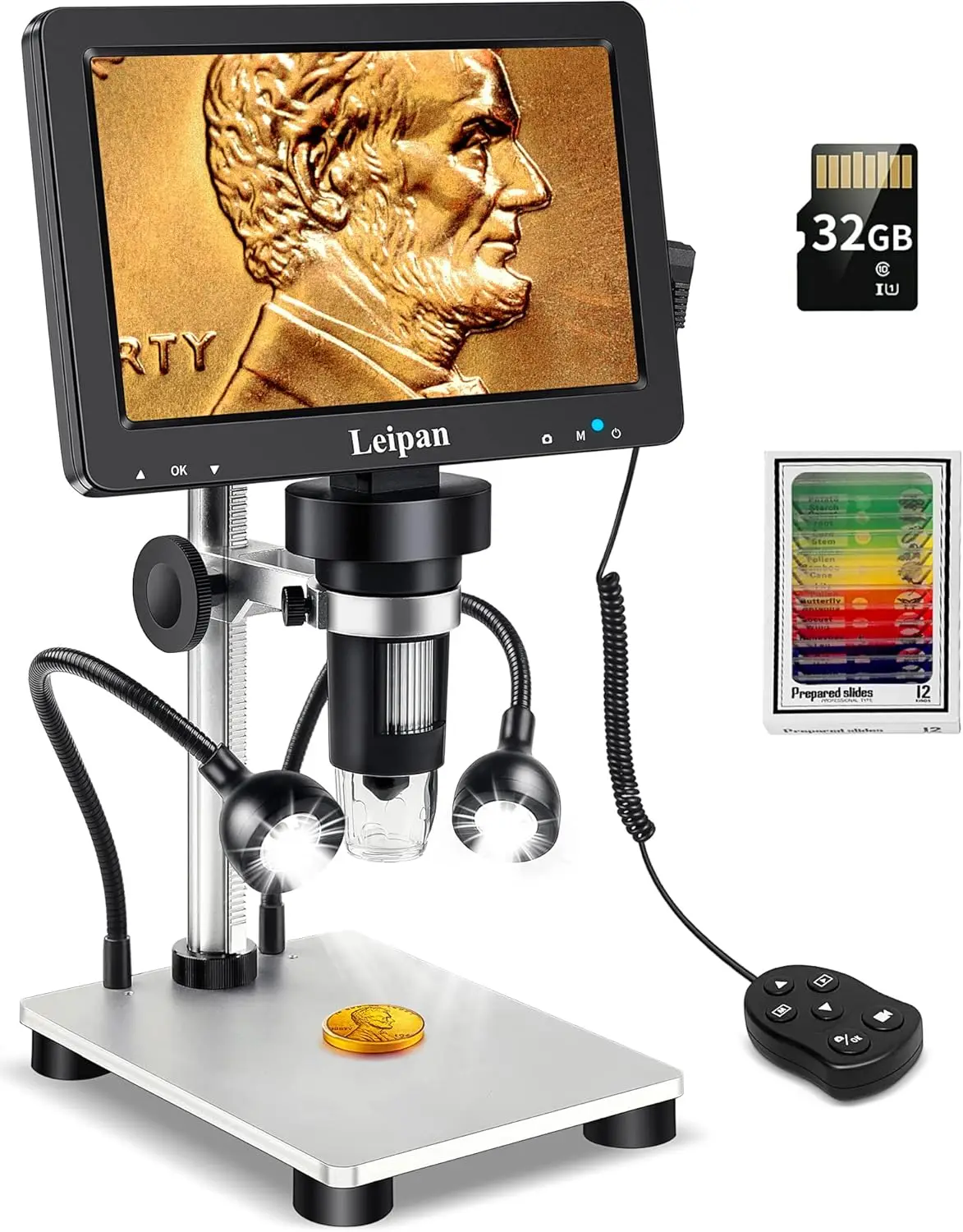 

Microscope Coin Microscope for Adults,1080P Microscope with 12pcs Slides,Windows/Mac OS