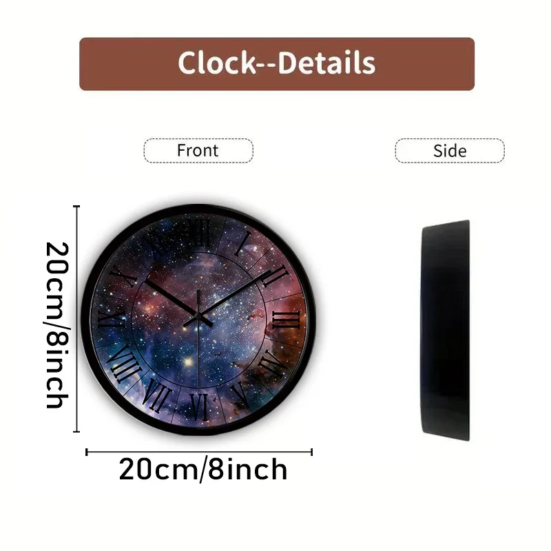 Starry Sky Cartoon Round Silent Hanging Wall Clock, Suitable For Living Room, School, Study Room, Bedroom, Children's Gifts.