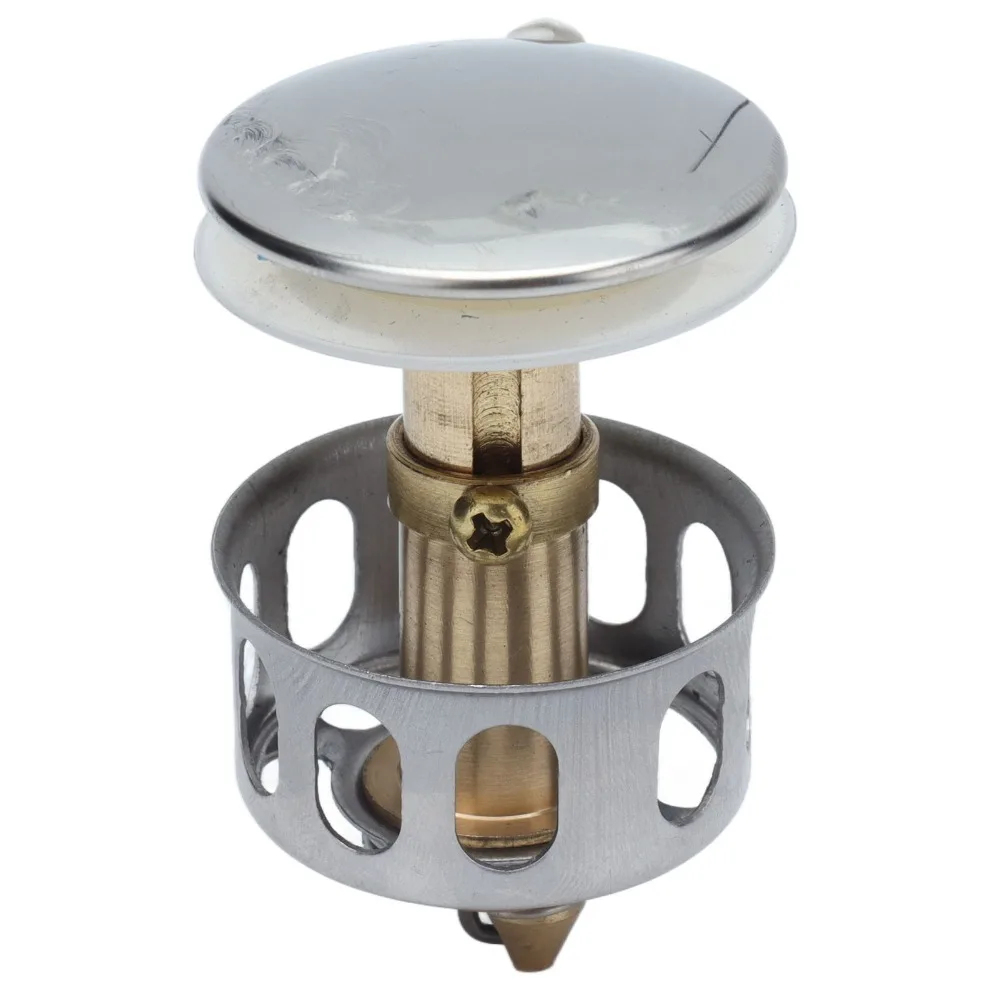 2 Pack Push Bounce Sink Stopper Drain Filter Stainless Steel 35mm Diameter Sink Drain Anti-Clogging Bounce Core Sink Stopper