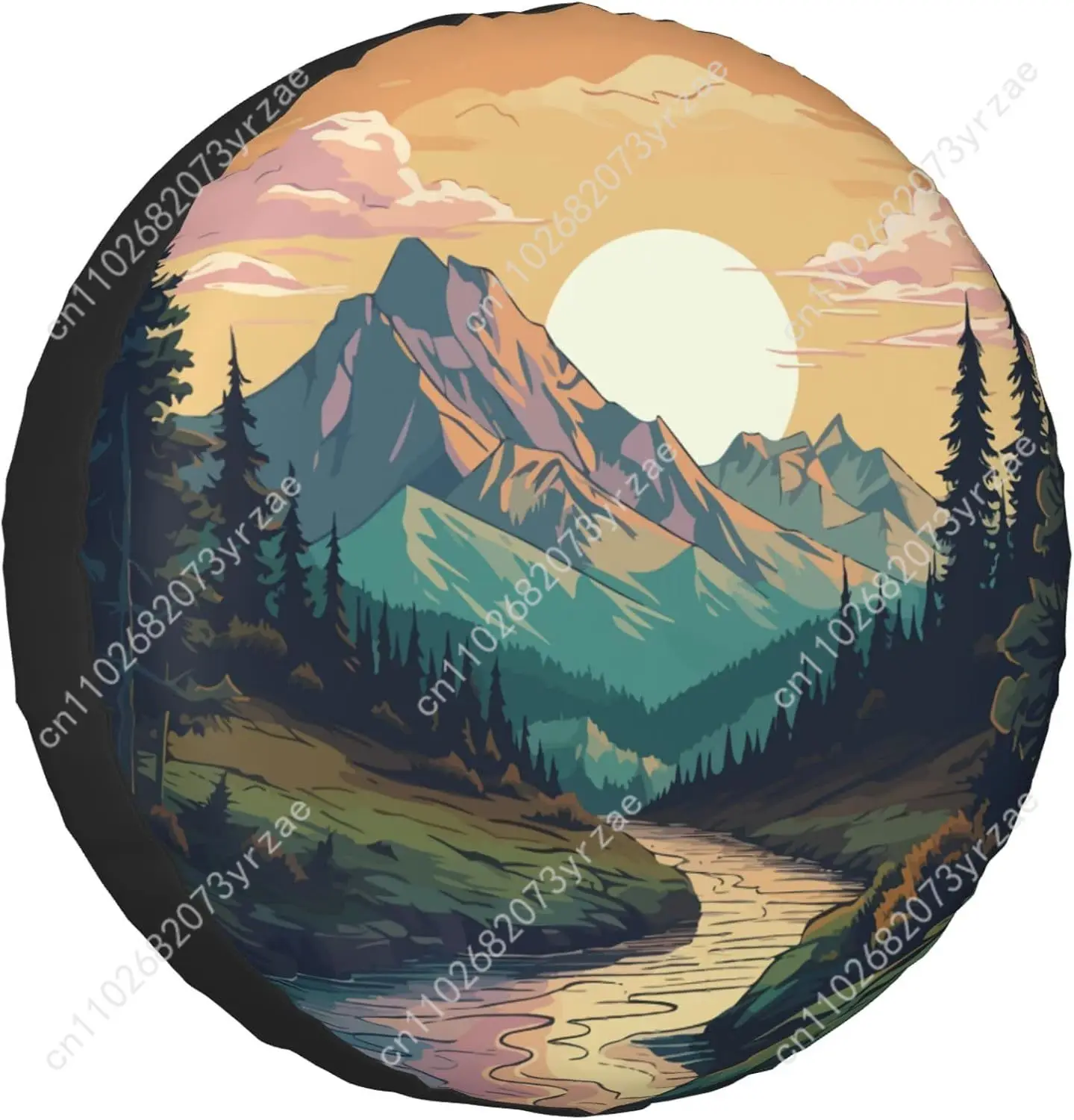 Природа Закат Пейзаж Различные модели Запасной автомобильный чехол для шин Предотвращение песка Пыль дождевой воды Чехол для шин Прочные и прочные чехлы для шин