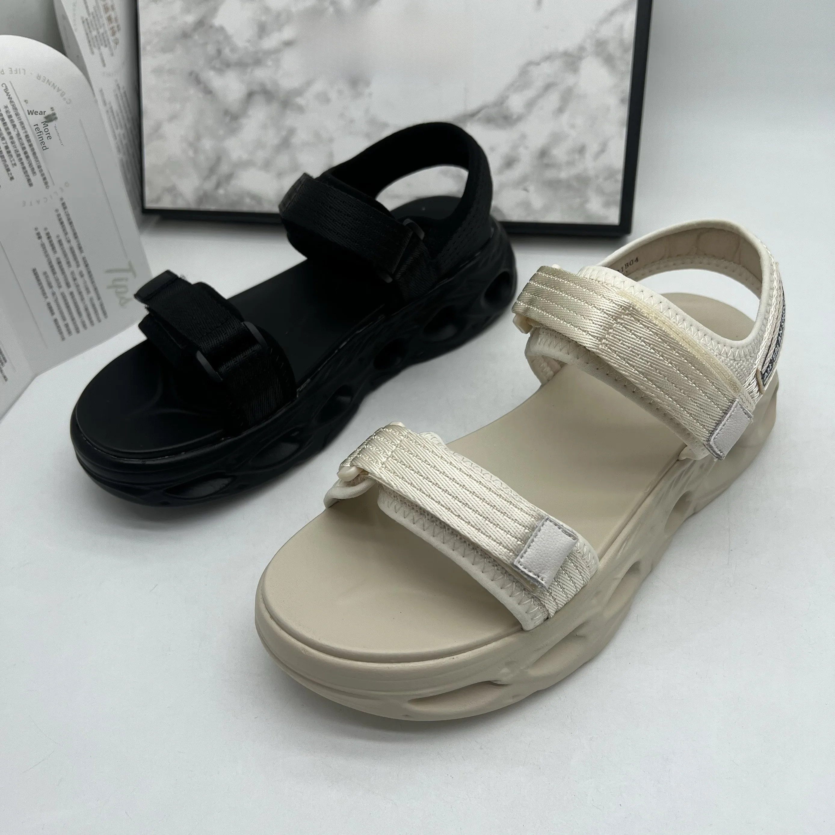 

Повседневные женские сандалии Spor, удобные пляжные ботинки с низким вырезом из дышащей ткани, Upadded, с клеевой строчкой, на платформе, каблуке