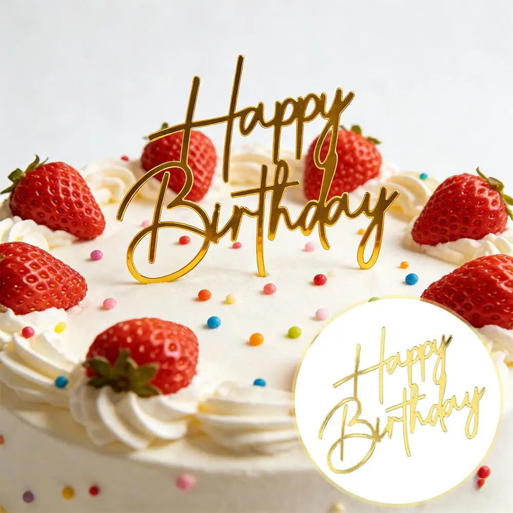 1/2/3 Stück Goldene Acryl-Geburtstagstorten-Deko - Premium Happy Birthday Kuchendekoration für Torten & Partydekoration