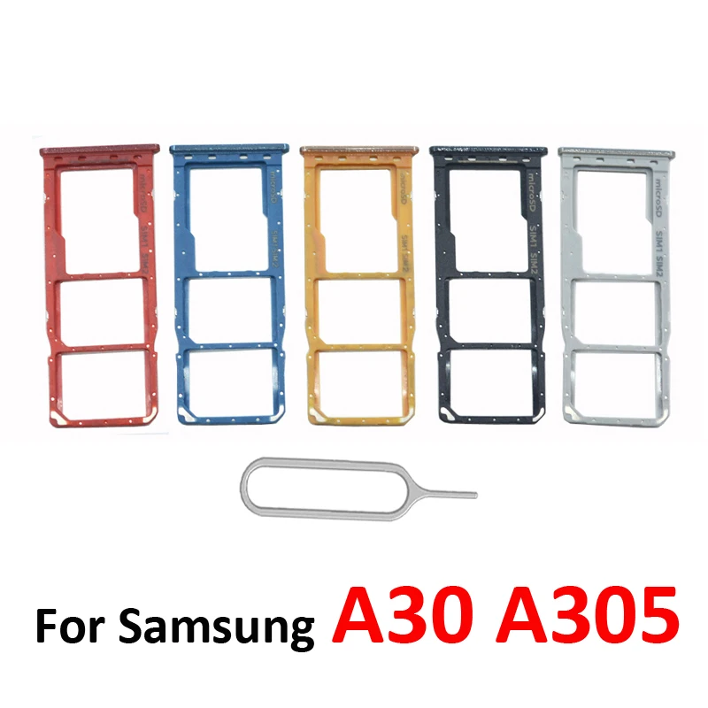 SIM Card Tray Holder For Samsung Galaxy A30 A305 A305F A305FN A305G A305GN Mobile Phone Micro SD Card Slot Adapter