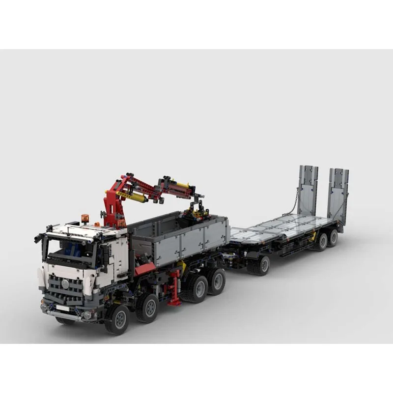 MOC-177234 Model ciężarówki z przyczepą transportową, klocki konstrukcyjne • 892 części MOC Kreatywne prezenty urodzinowe dla chłopców i dzieci