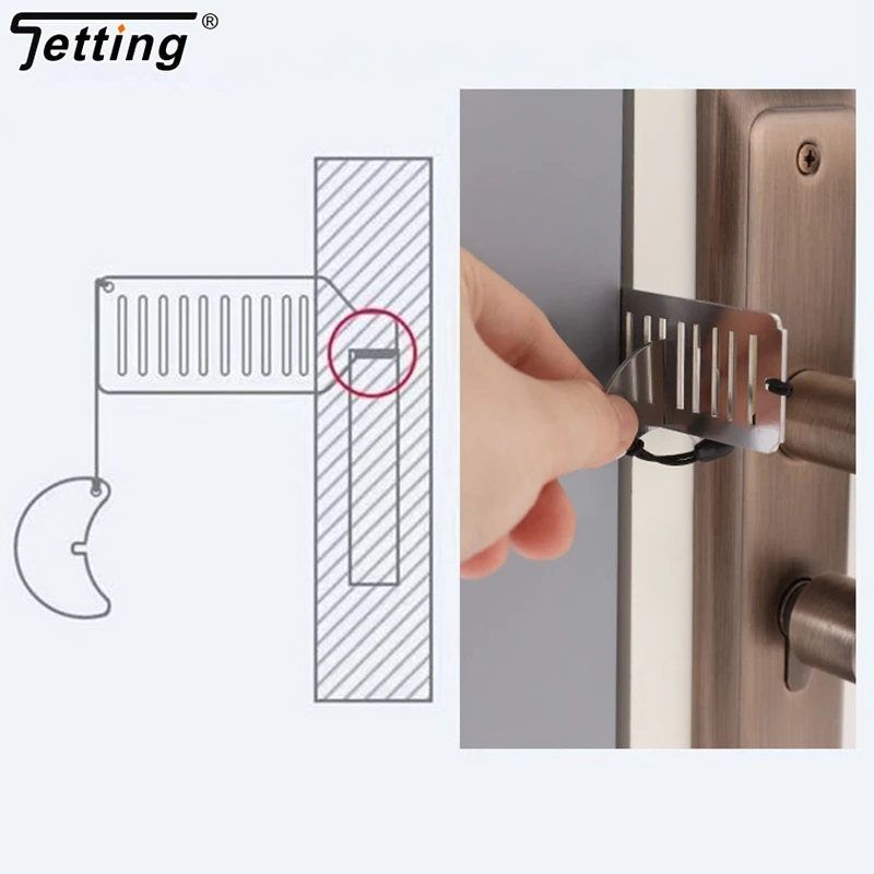 1Pcs Door Lock Punch-free Security Door Locker Safety Latch Metal Locks Home Room Hotel Travel Anti Theft Door Stopper Tool