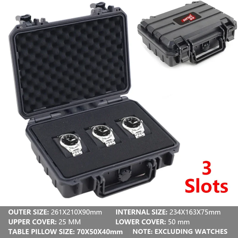 3/4 Slots Anti-Drop Shockproof Waterproof Watch Box Case Display Organizer Protective Storage Case for Watches