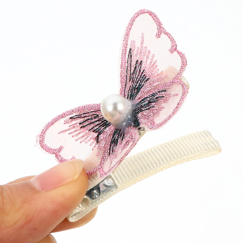 

Butterfly Hair Clips Comfortable Pearls Studded Accessories Girls Wear Firm Hair Style Baptism Birthdays Photo Props Festival