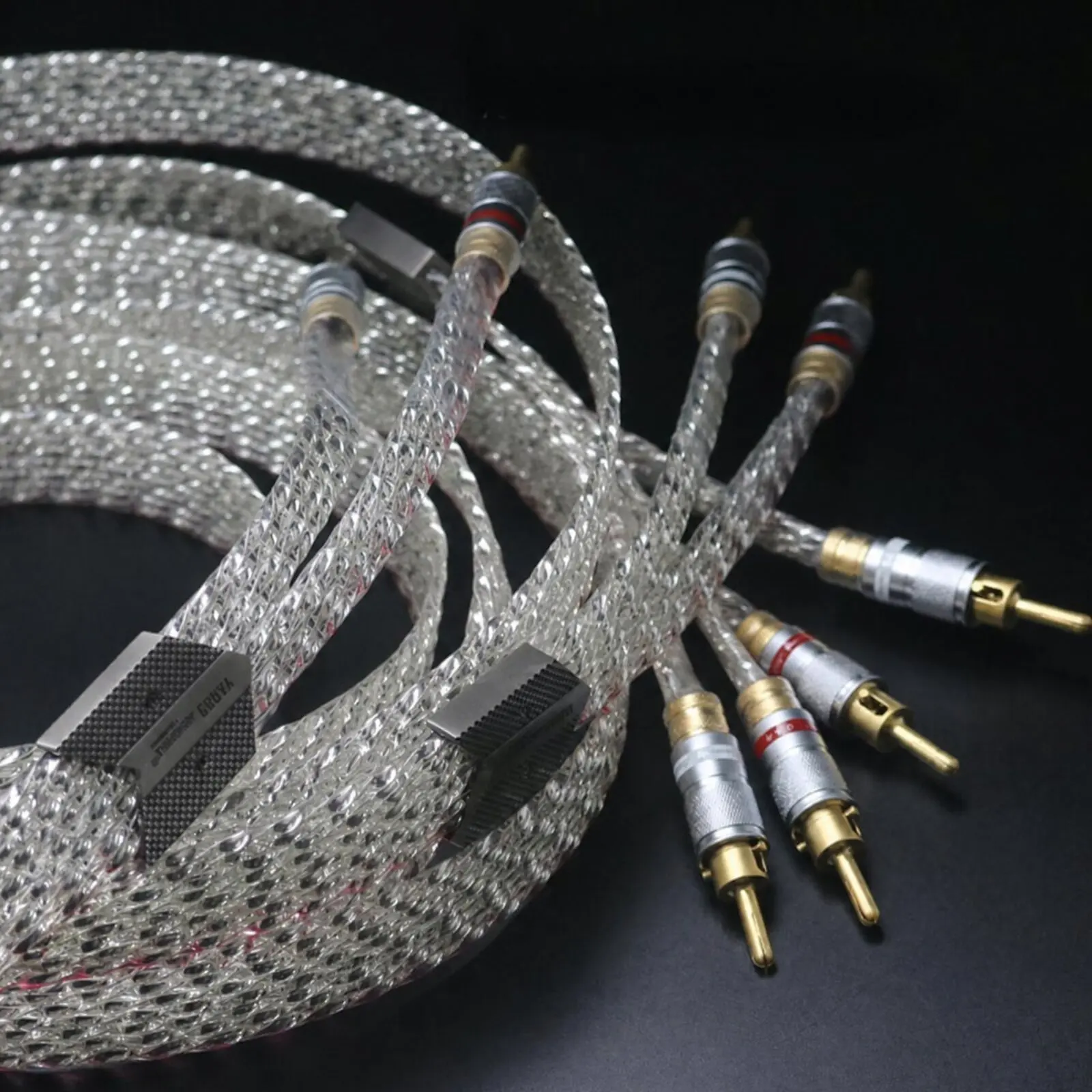 HiFi 8 Core Flat Pure Silver Plated Copper Speaker Cable OD25*3mm Hi‑End Audio Connection Wire for Amplifier Speaker System