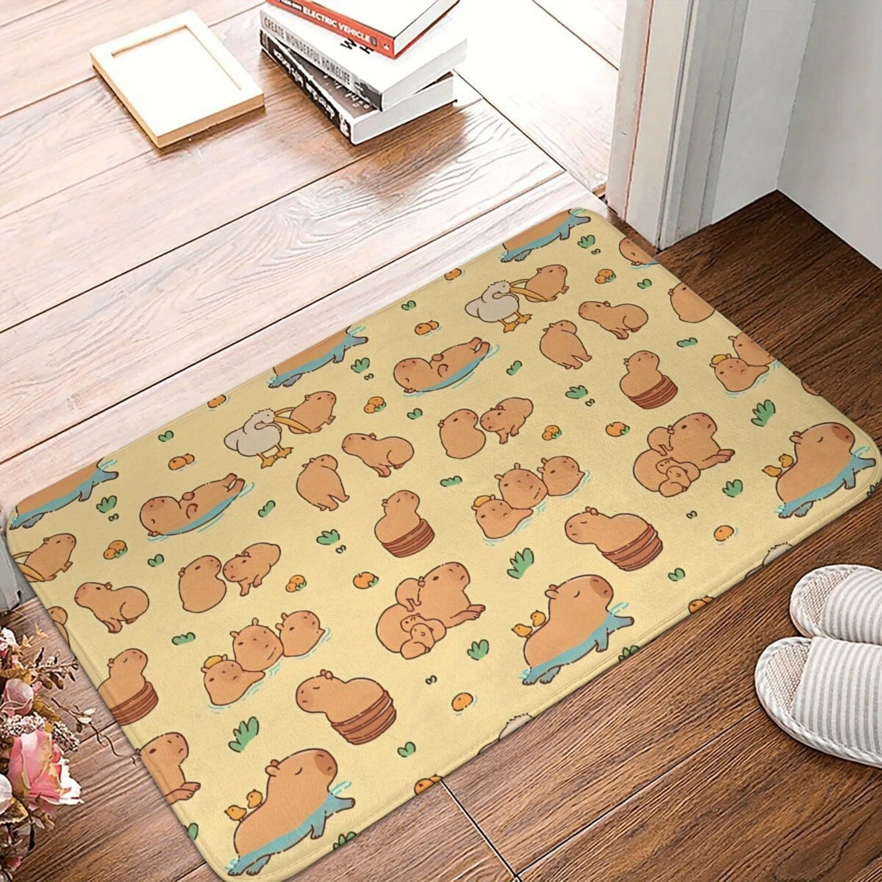 

1PC Cute KapIbala pattern Door Mats Kitchen Rugs Non-Slip Pop design Bedroom Rugs Bath Mat Carpet for Home Sink Laundry Decor