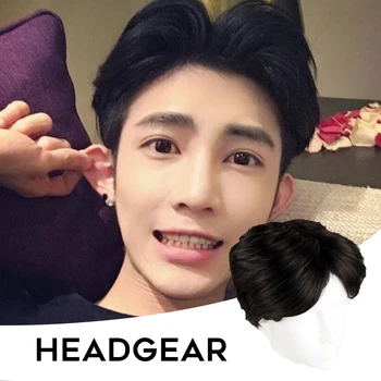 باروكة سوداء عصرية للرجال والأولاد، شعر مستعار قصير في المنتصف، سلك بدرجة حرارة عالية، باروكات يومية للأعمال لحفلات الأزياء التنكرية