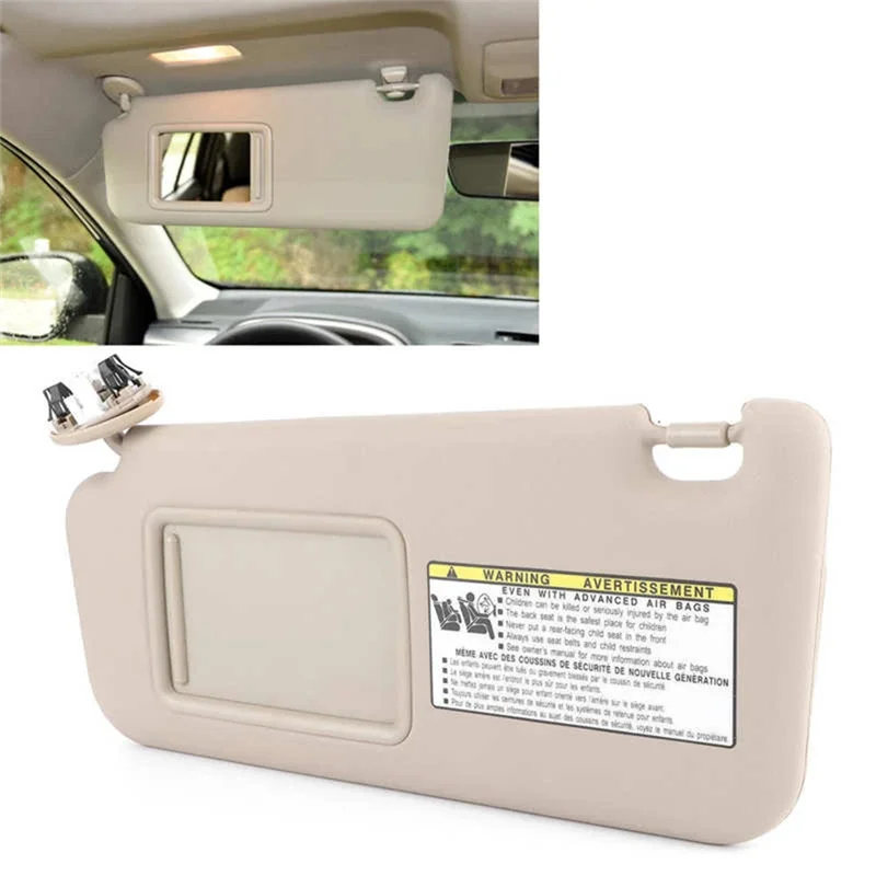 1Pair Beige Sunvisor Cover 74320-42501-A1 74320-42501-B3 for Toyota RAV4 2005-2013 Car Sunshade Makeup Mirror 7432042501