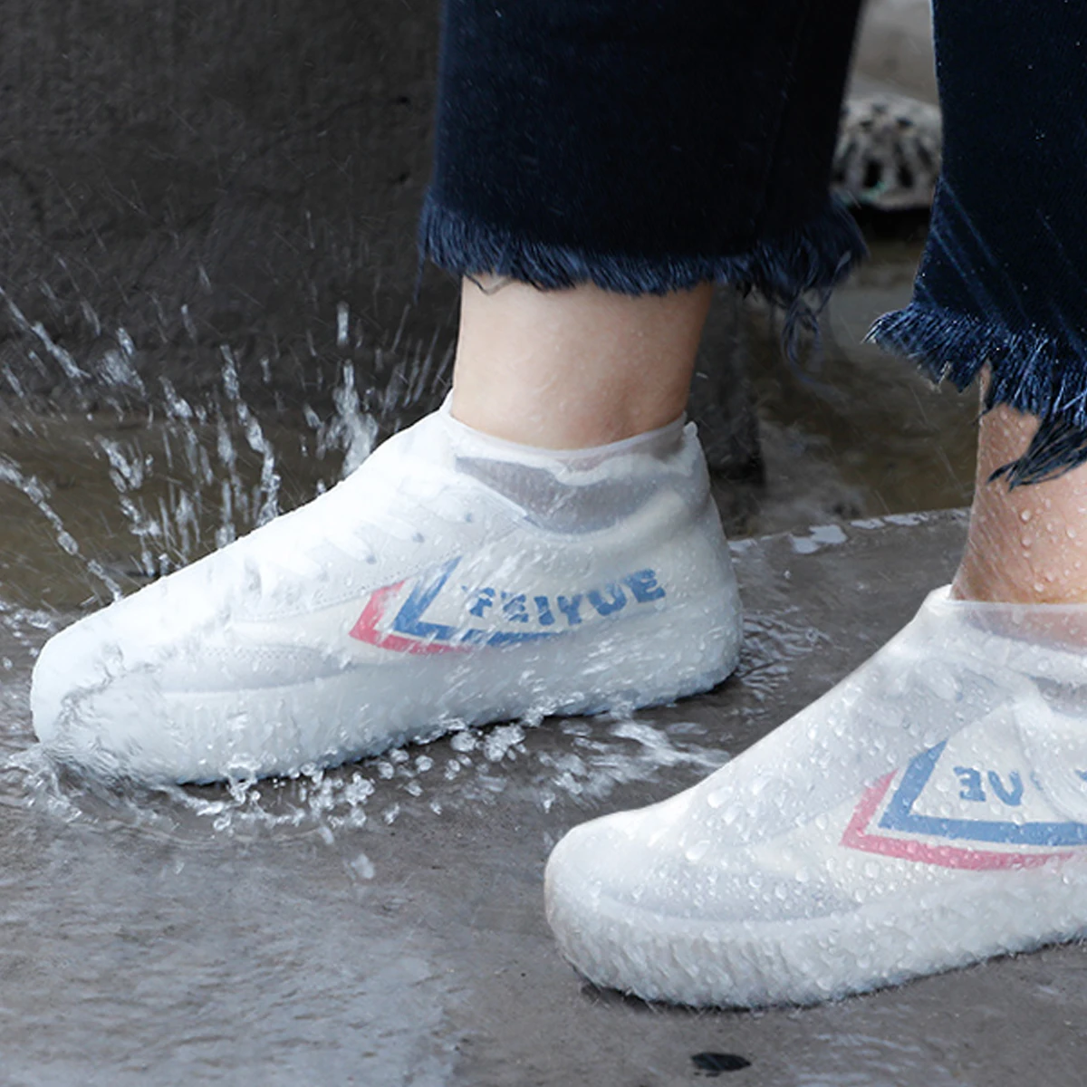 

2 Pcs Shoe Cover Waterproof Anti-Slip Overshoe Shoes Accessories White Rain-Proof