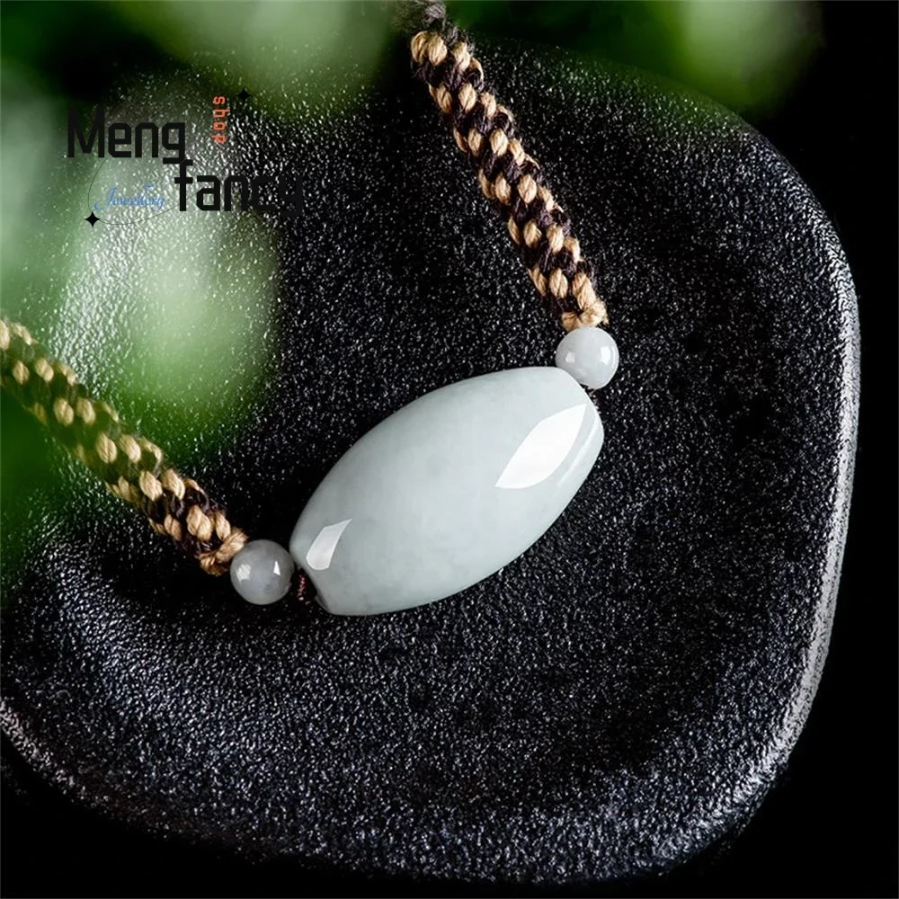 Natural Myanmar A-goods Jadeite Lu Lu Tong Glutinous Seed Jade Pendant Simple Fashion Fine Jewelry Sexy Young Girls Holiday Gift