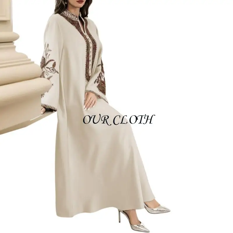 

Full Length Kaftan Dress for Women, Islamic Kaftan Dress Long Sleeve Islamic Gown Embroidered Dress Islamic Robe Dress Y1AC