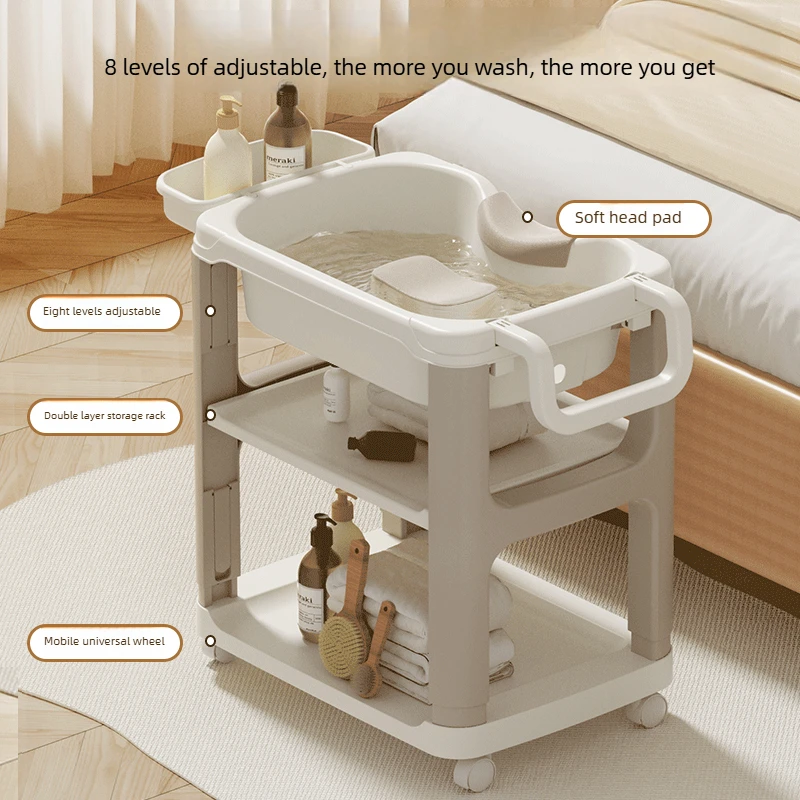 Portable Shampoo Basin for Bedridden, Reclining Hair Washing Tray with Circulation, Elderly & Pregnant Home Care Use