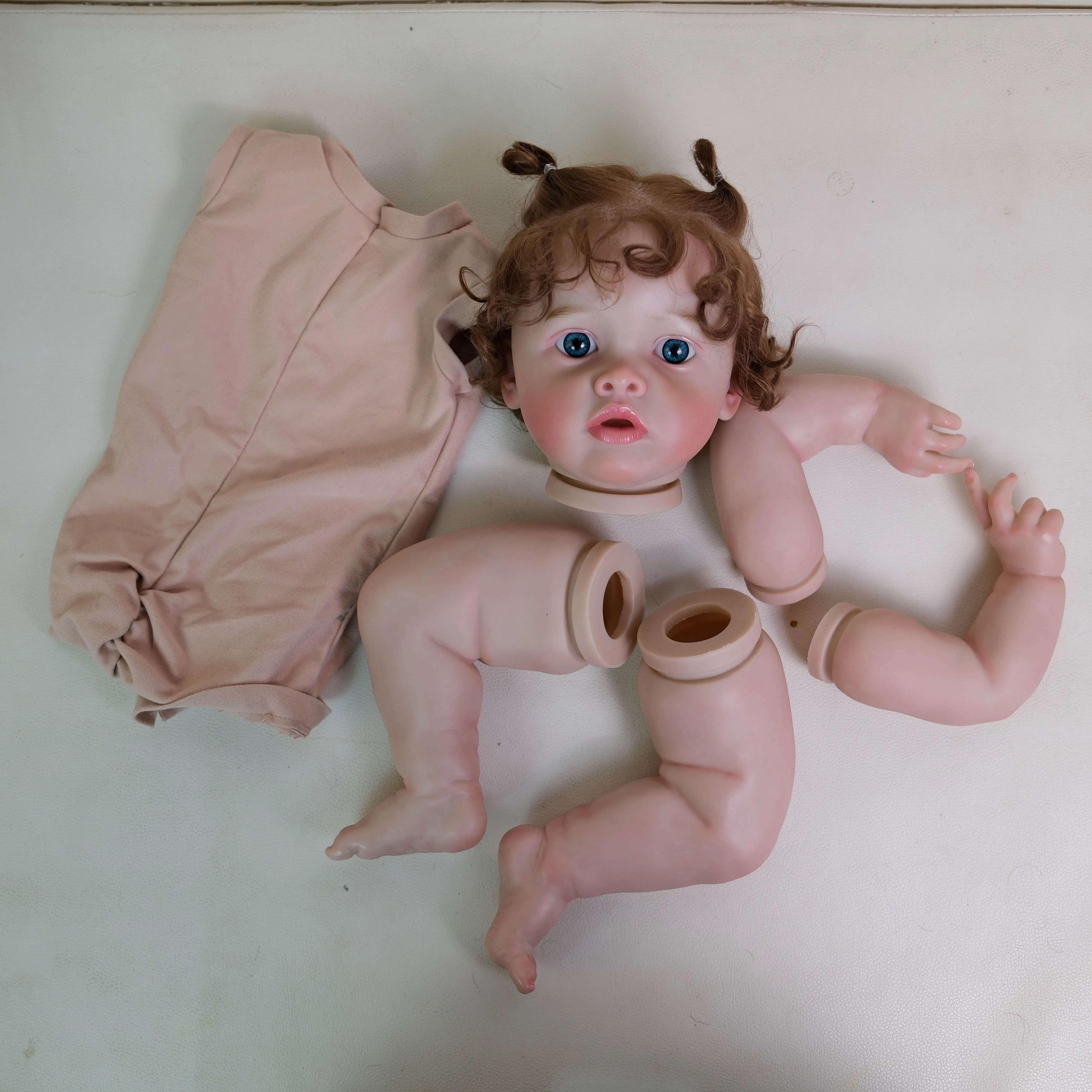 NPK 22'' Hand-Rooted Hair High Quality 3D Skin Visible Veins Reborn DIY Parts Benjamin with Cloth Body and Eyes