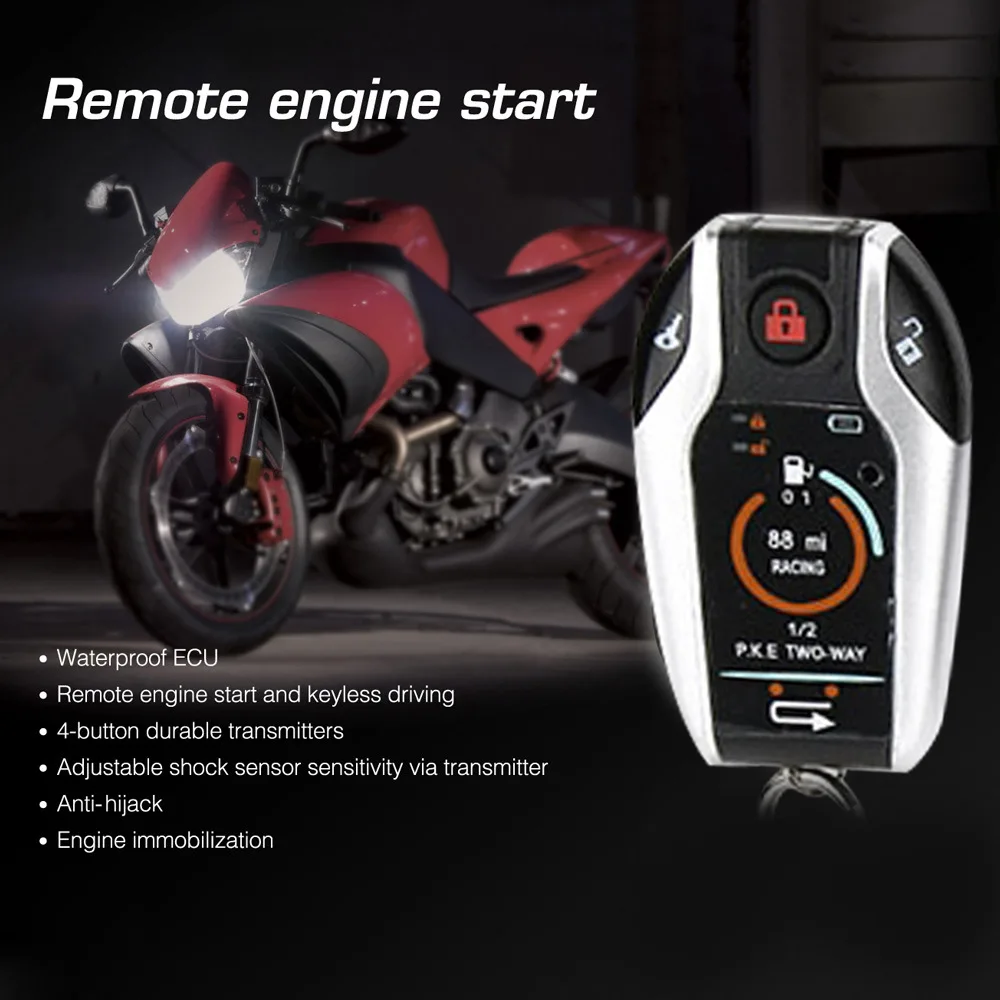 New Two‑Way Motorcycle Anti‑Theft Alarm, Auto Lock Unlock One‑Key Start & Engine Stop Function