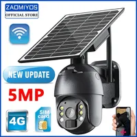 5MP Camera 8W solar charge 360 PTZ surveillance camera 4G SIM Card slot Motion Detection Alarm monitor cctv ip security camera