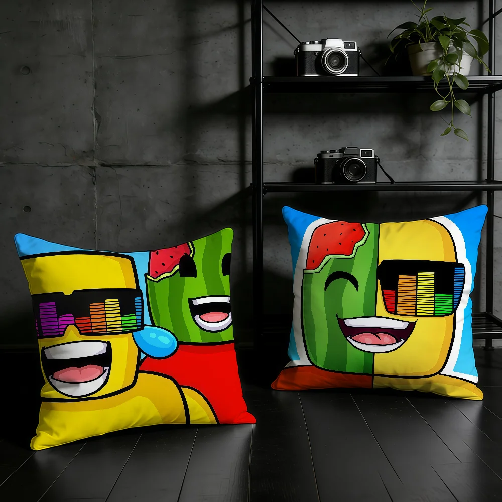Cartoon S-Sunny And Melon Cushion Cover Birthday Anniversary Gifts Double Sided Printed Zipper Cushion Cover Soft Skin Bedding