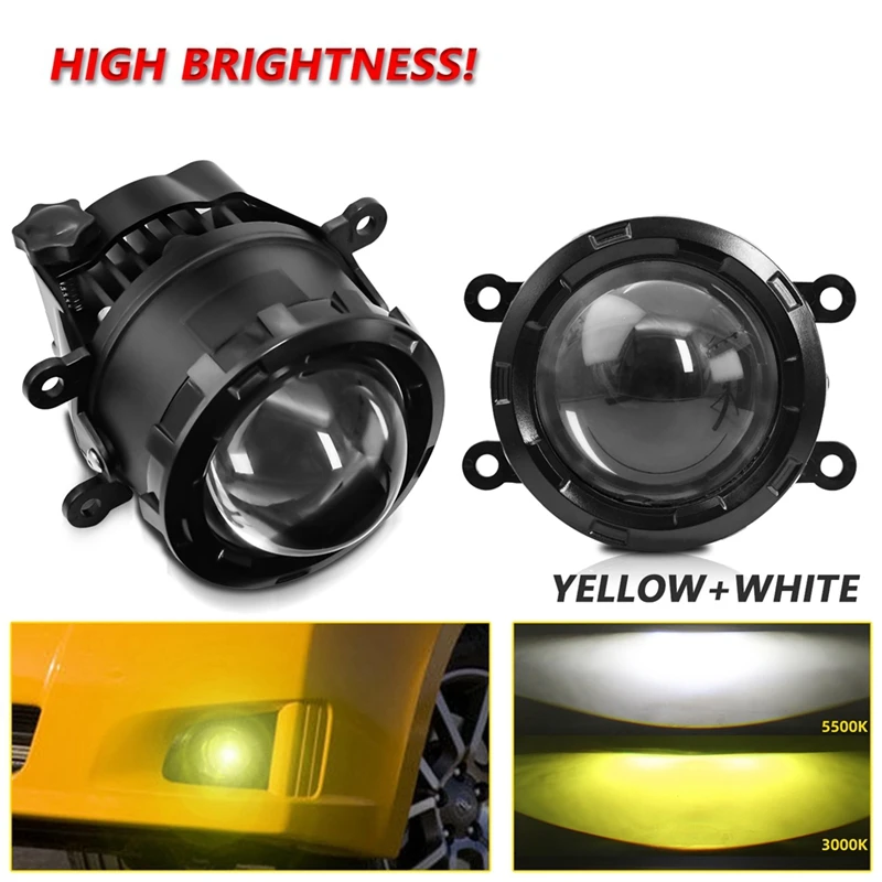 Universal 3 Inch Hyperboloid LED Fog Lights HID LED Projector Lens High+Low Beam Fog Lamp 60W 6000LM IP68 9-16V