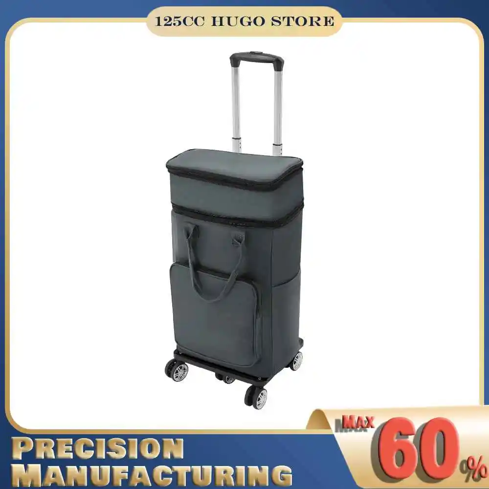 

Shopping Cart Drawbar Adjustable Shopping Trolley 25kg Load Capacity Waterproof Portable Utility Dolly Cart