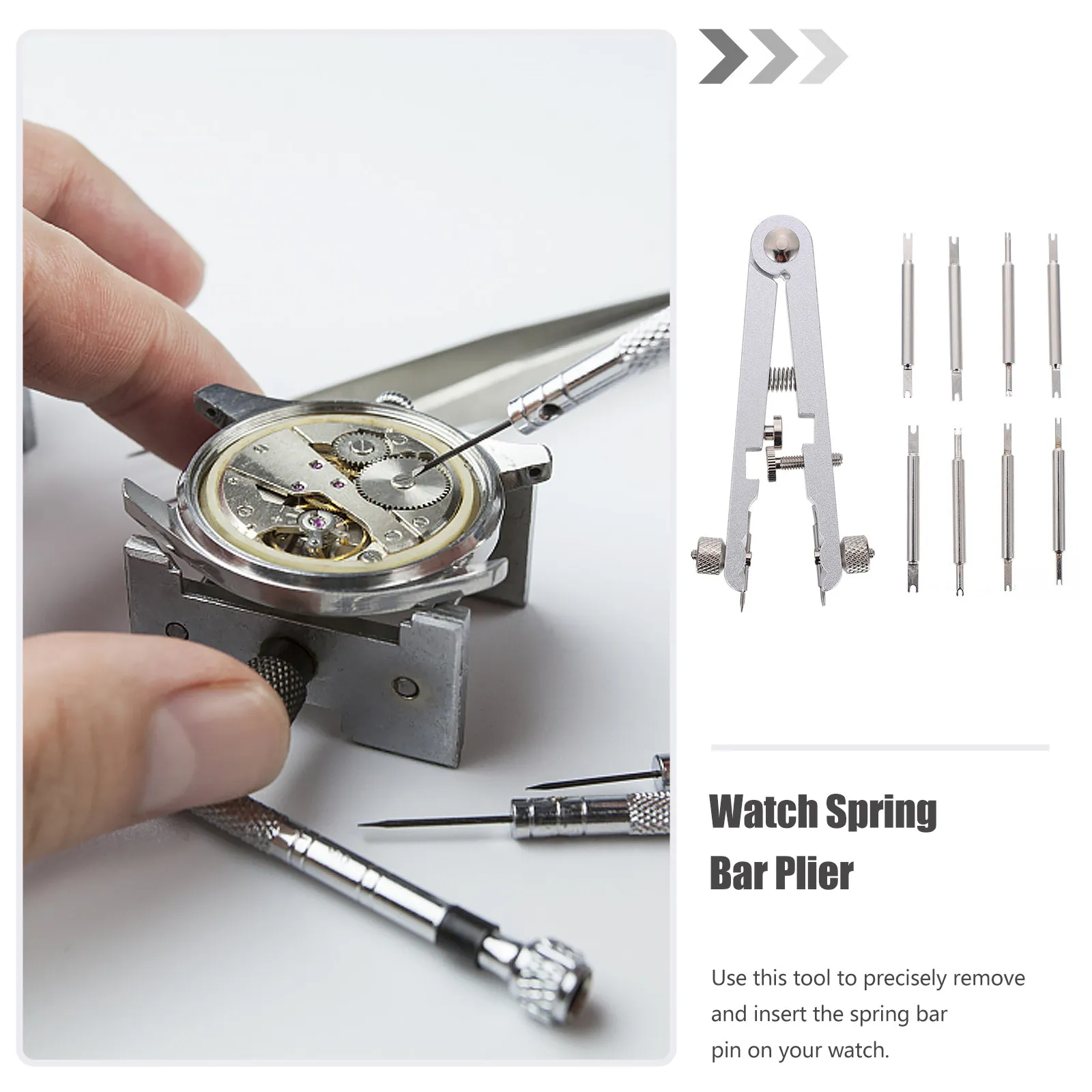 1Set Watch Repair Tool Kit Alloy Steel V Shape Strap Clamp Spring Bar Plier Tool for Band Removal Adjustment Pins Repair