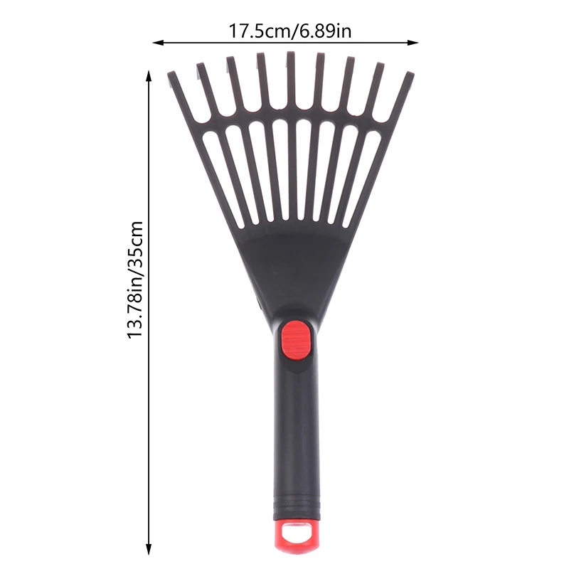 1Pc Garden Grass Leaf Rake Plastic Rake Gardening Rake Lawn Hand Tool With Handle Tool For Garden Maintenance Plant Care