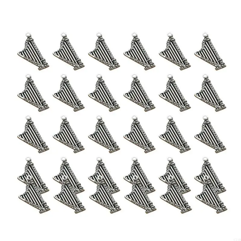 

30Pieces Harp Pendants Craft Accessories Antique Silver Jewelry Pendant Present for Jewelry Making and Craft Enthusiasts