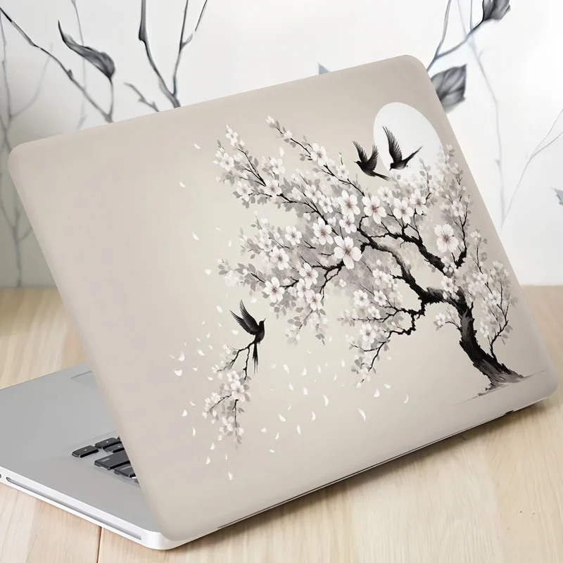 

Пленка для ноутбука своими руками, с изображением птиц под деревом сакуры и яркой луной, водонепроницаемая, устойчивая к царапинам, для экранов 12, 13, 14, 15,6 дюймов.