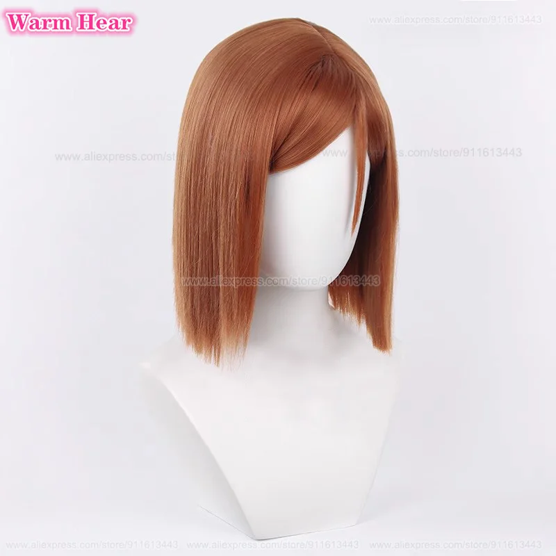 In magazzino parrucca sintetica Kugisaki Nobara Cosplay Anime 35cm capelli lisci marroni parrucche resistenti al calore Nobara Kugisaki 2024 Halloween