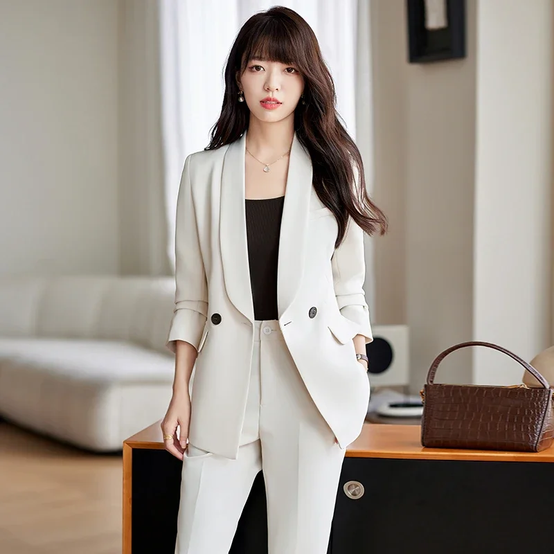 

Insozkdg Autumn Vintage Casual Short Suit Blazer Wide-leg Pants Suits Commuter Solid Color Waist Suit Jacket Trouser 2-piece Set