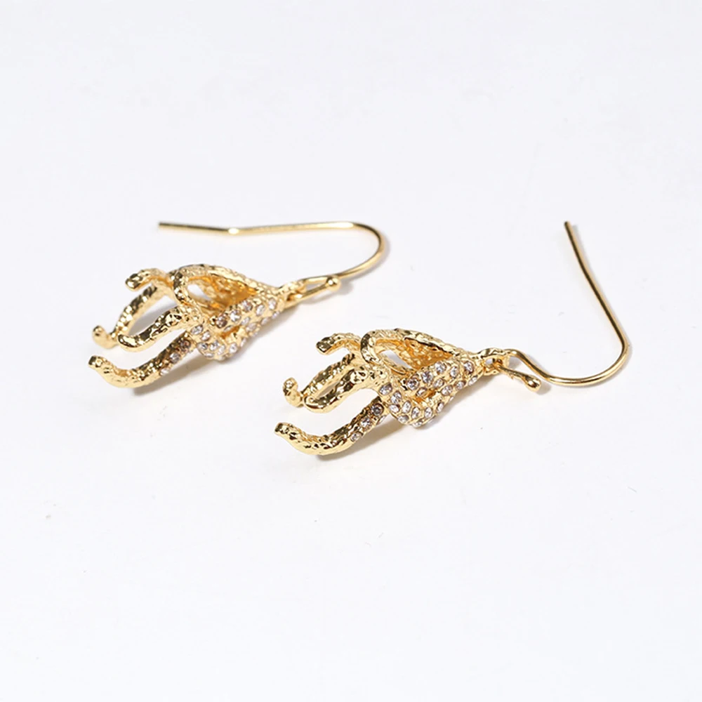 Fashion Trendy Copper plated 18K gold Jellyfish shape with rhinestone earrings for women's Girl gift  Jewelry wholesale