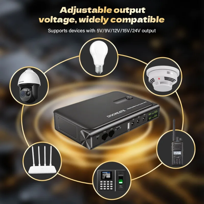 36W DC UPS Backup Power Supply NO Battery For Router Modem Cellphone 5V/9V/12V/24V Output EU/US Plug Uninterrupted Switching