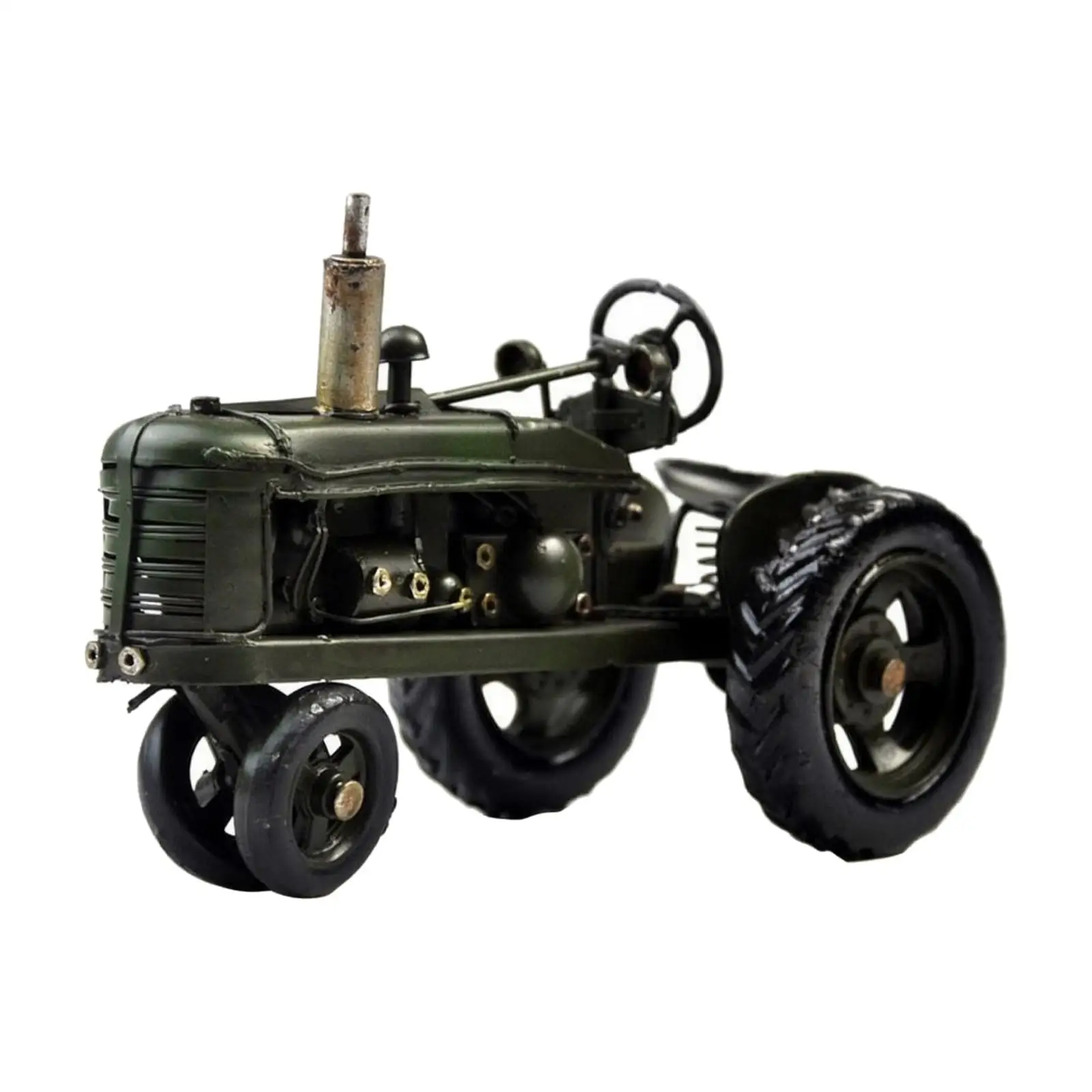 Vintage-Style Iron Tractor Model Artisan-Made Hand-Finished Iron Tractor Display Piece Miniature Classic Car Model Compact