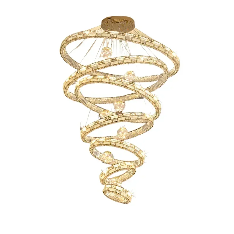 

Large chandelier high light luxury crystal living room chandelier self-built house villa empty staircase chandelier